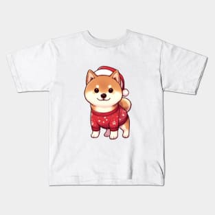 Cute Christmas Shiba Kids T-Shirt